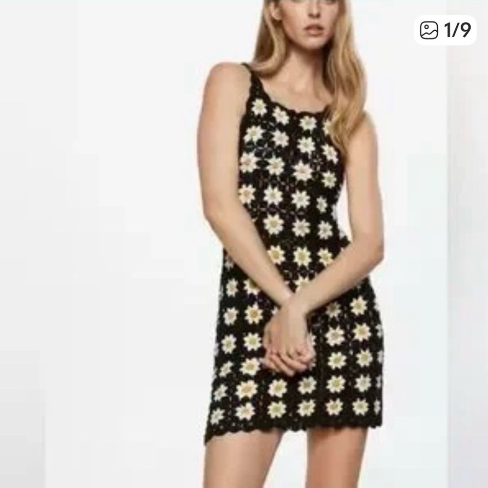 Vintage look Daisy crochet boho dress Imported